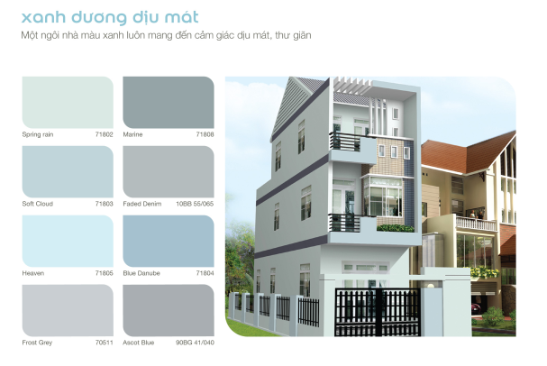 Mã màu sơn ngoại thất Dulux tông xanh dương dịu mát