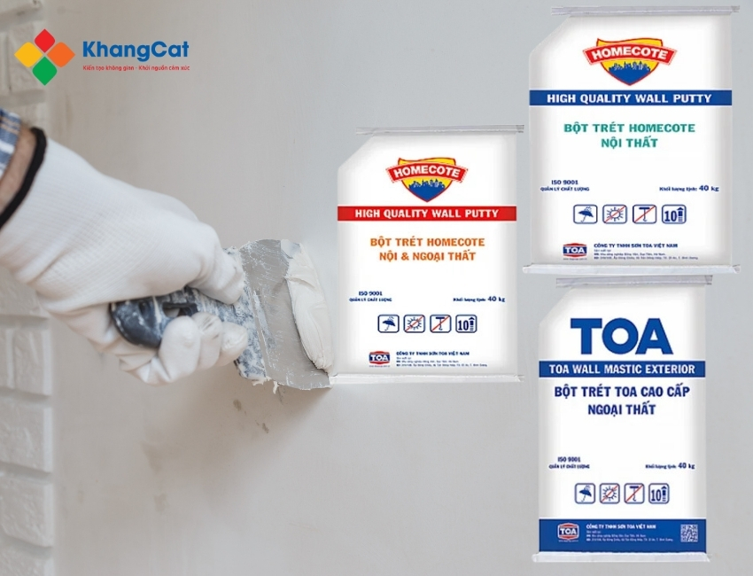 Bột bả TOA giúp sửa chữa, làm mịn và bảo vệ tường ngoại thất, tăng độ bền cho công trình.