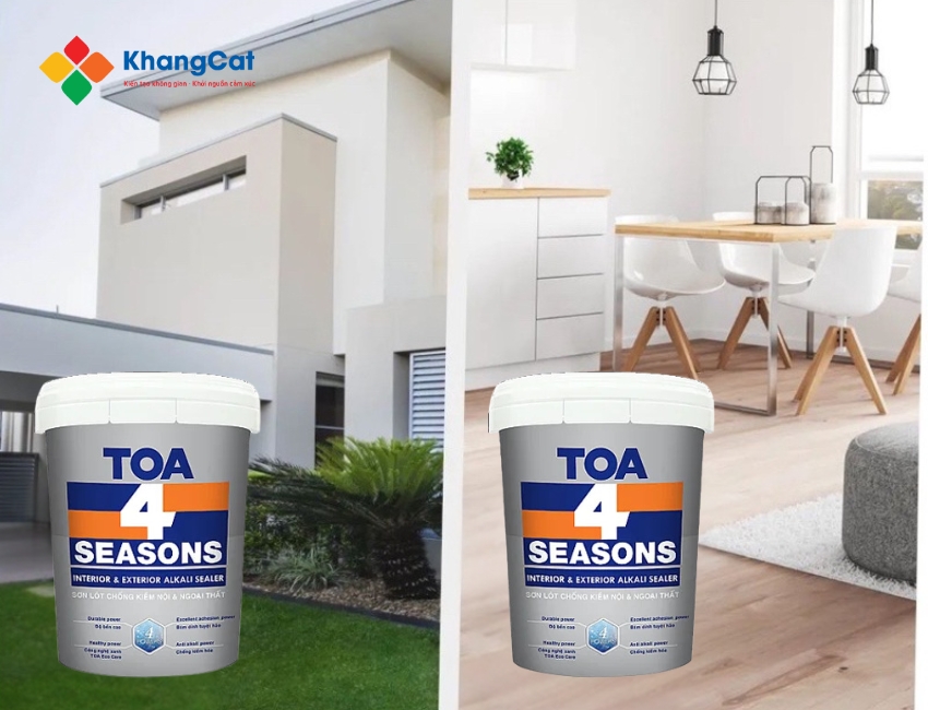 Sơn lót chống kiềm TOA 4 Seasons bảo vệ bề mặt, tăng độ bám dính và kháng kiềm, kháng nước hiệu quả.