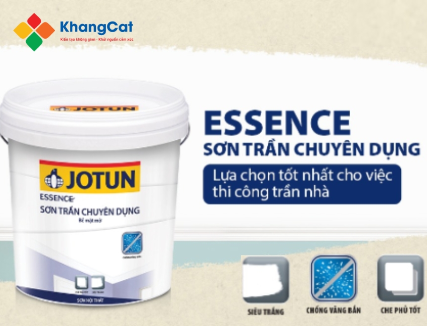 Sơn nội thất Jotun Essence Trắng trần chuyên dụng giúp trần nhà trắng sáng, mịn đẹp và dễ thi công.