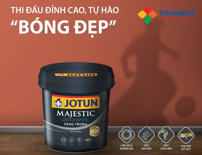 Thi công sơn Jotun Majestic dễ dàng, nhanh khô, cho bề mặt bóng mịn và bền đẹp.