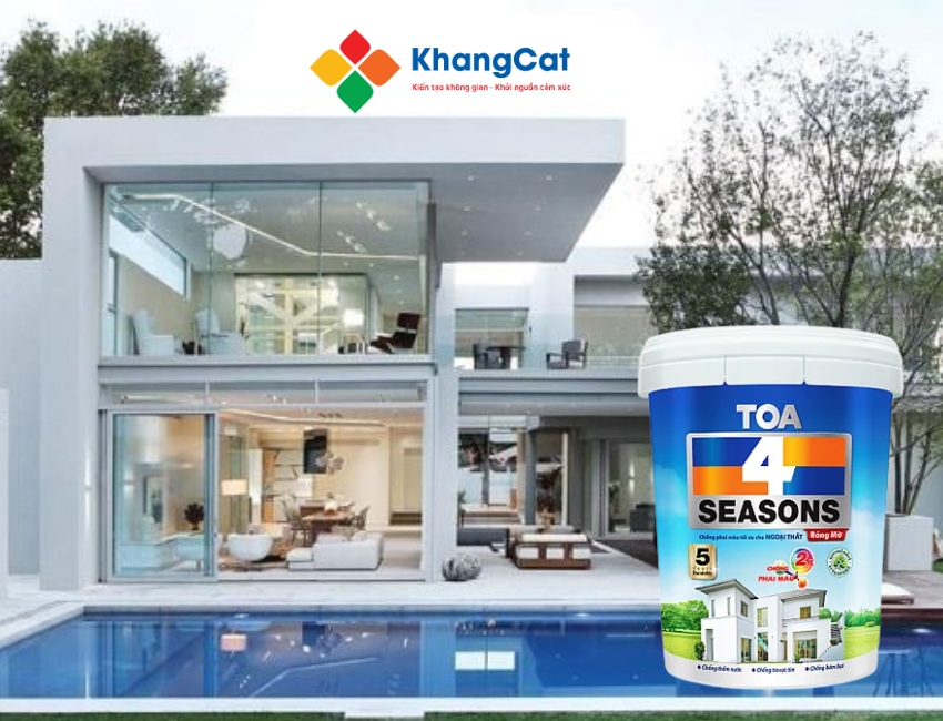 Sơn TOA 4 Seasons bóng mờ bảo vệ và làm đẹp tường ngoài trời bền lâu.