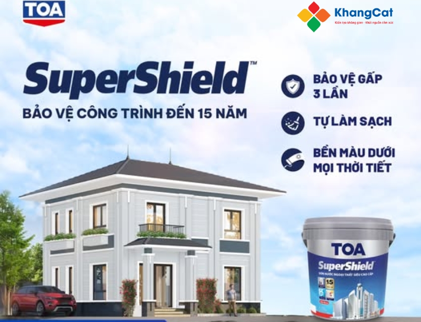 Thi công TOA SuperShield gồm 1 lớp lót và 2 lớp phủ trên bề mặt sạch, khô, đúng kỹ thuật.