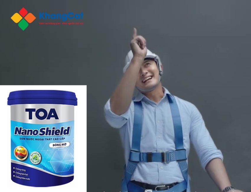 Sơn ngoại thất TOA NanoShield thi công nhanh, bám chắc, chống thấm tốt.