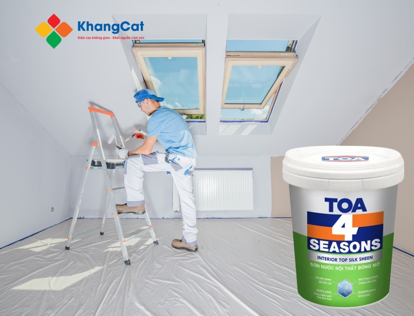 Sơn TOA Seasons Top Silk dễ thi công, đều màu và nhanh khô.