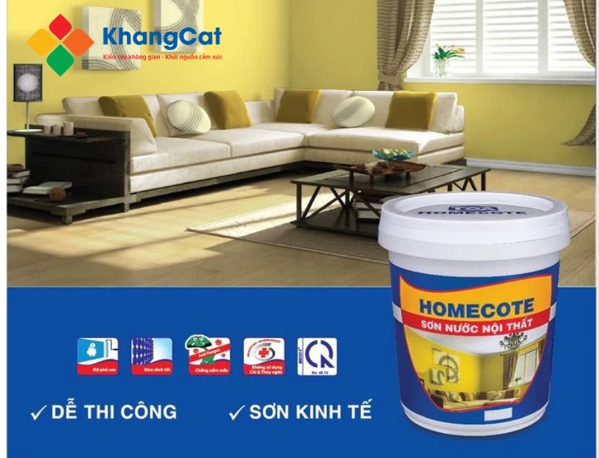 Thi công sơn nước nội thất Homecote đơn giản, nhanh khô và cho lớp phủ mịn đẹp.